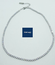 Collana donna uomo tennis in acciaio rodiato con zirconi bianchi 3mm anallergico