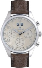 LORENZ CRONOGRAFO 1934 Orologio Uomo 030215FF Gran Data Champagne Cinturino Pell