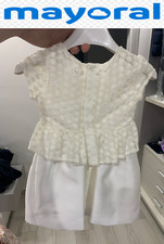 VESTITO MAYORAL 3922-35 BIANCO ELEGANTE CERIMONIA BAMBINA 2 ANNI, ALTEZZA 92 CM