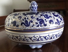 Portaadolci ceramica Faenza  decorazione blu cobalto oro zecchino vintage