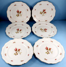 Royal Coburg Moss Rose Salad Plates Set of 6 US - Zone (Western) Germany EXC