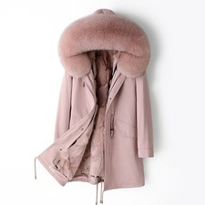 Cappotto donna pelliccia di volpe con cappuccio spesso invernale nuovo parka fodera pelliccia di volpe giacca giovane