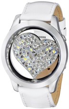 GUESS Bianco pelle Verniciata Cuore Cristallo Orologio da Donna U0113L6 Compra
