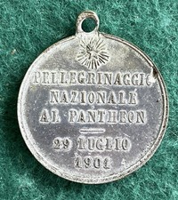 medaglia Umberto I Savoia Re Italia Pellegrinaggio Pantheon Roma 1901
