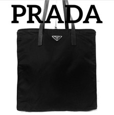 Borsa a tracolla DDP PRADA in nylon nero con logo tote bag in pelle...