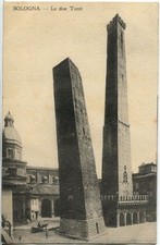 1912 Bologna - Vista delle Due Torri, carrozza cavallo - FP B/N VG ANIM