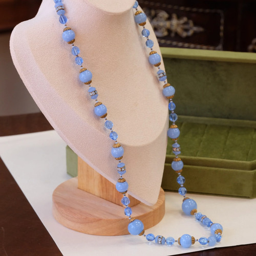 Collana vintage vetro - in, blu