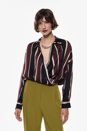 Camicia cropped donna righe - a,
