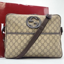 Borsa a tracolla Gucci GG Supreme ad incastro 201852 pelle tela marrone beige