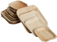 50x Foglia Palma Vassoio Quadrato Bio Getta Eco-Geschirr V.Taglie Compostabili