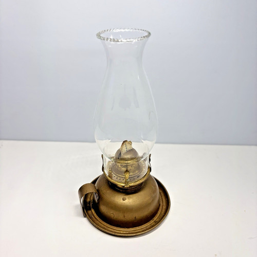 Brass lamp with glass chimney - with,