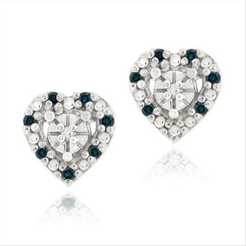 Orecchini cuore diamante blu