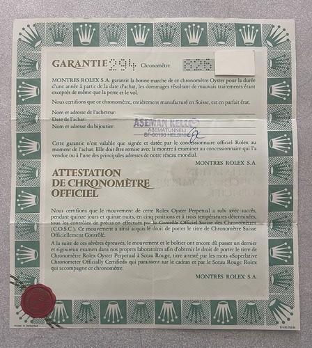 Rolex datejust 68240 guarantee - rolex,