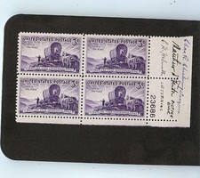 BLOCCO TARGA AUTOGRAFATO USA SCOTT#950, CENTENARIO DELLO UTAH 3 FIRME MNH OG