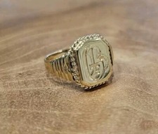 Anello Sigillo Oro 585 Taglia 54,5 - Iniziali G L