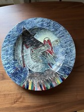 Piatto in ceramica firmato Gianni Dova - dipinto a mano - 50cm - perfetto