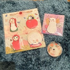 Raro Jetoy Choo Choo Cat Sticky Notes & Compact Mirror Set usato/non aperto