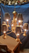 Grande Lampadario Da Sala Luxury Ottone Vintage Anni 70 Rivisitato Con Paralumi 