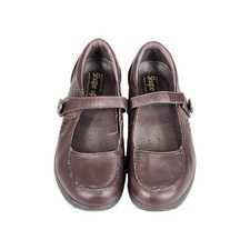 Sketcher Shape Ups pelle marrone Mary Janes donna taglia 9 bottoni gancio passante 