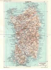Carta geografica antica SARDEGNA TCI 1940 Antique map