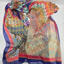 Sciarpa rettangolare grande seta Chevron multicolore Missoni lusso boho chic