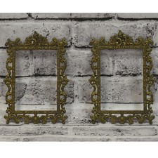 Set di due antica cornice traforata in metallo 14x10 cm interne