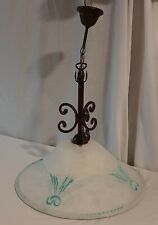 Lampadario Classico Arte Povera Rustico In Ferro Battuto e ceramica 1 Luce 