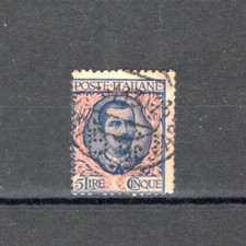REGNO D'ITALIA 1901 - EFFIGIE VITTORIO EMANUELE III VALORE 5 LIRE PERFORATO