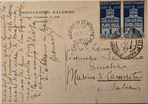 Cartolina napoli 1947 - 1947, avv