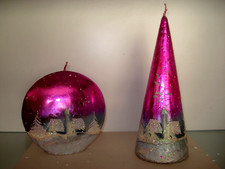 Coppia Candela  candele  di natale in cera decoro