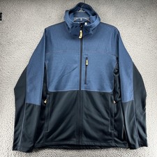 Giacca Fjallraven uomo XL blu nero full zip pile con cappuccio outdoor escursionismo