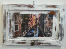 quadro Venezia vintage retrò cartello targa in legno vecchio sportello  