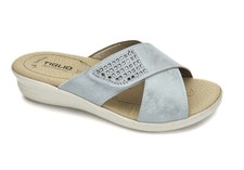 TIGLIO 2312 ARGENTO BEIGE BLU NUDE PANTOFOLE CIABATTE DONNA ESTIVE A STRAPPO