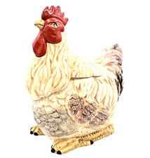 Barattolo biscotti gallo pollo fattoria vintage con ceramica S&P AMC NY NY Taiwan