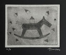 Giuliano Tomaino acquatinta Italo carta nera Arches su fondino 56x38 firmata