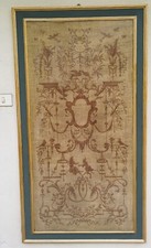 ANTICO DIPINTO ANNI 60 - DECORAZIONE AD ACRILICO ANTICHIZZATA CM 81x149