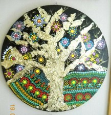 MEONI quadri  40x40 astratto mandala zen puntilismo multicolore relax acrilico 