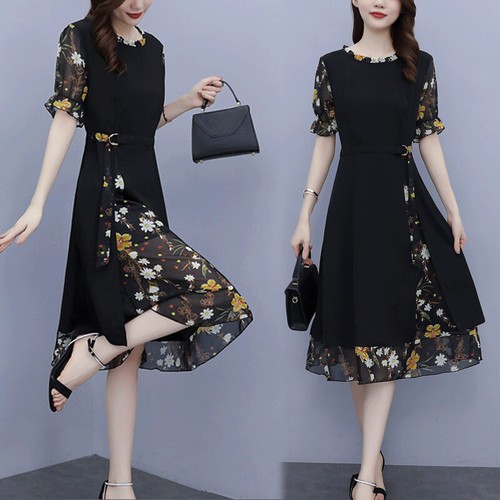 Abito midi chiffon stampato - abito,