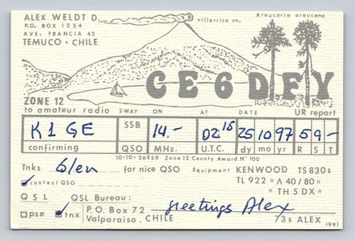 Ham radio qsl ce6dfy temuco - radio,