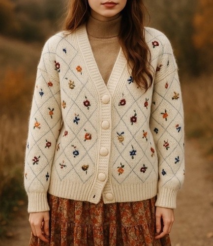 Cardigan zara lana floreale - zara,