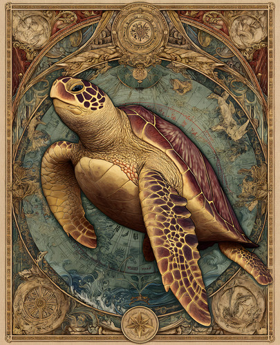 Stampa arte 8x10 - d'arte, tartaruga