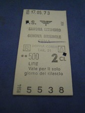 BIGLIETTO TRENO CARTONATO 1973