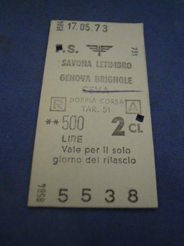Biglietto treno cartonato 1973 - biglietto,