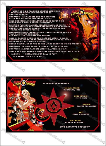 Bally flash gordon 1981 cartes - flash,