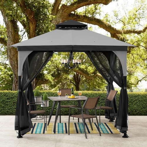 Grey steel frame gazebo - grey,
