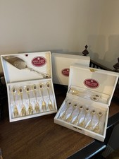 ROYAL ALBERT Old Country Roses Forchetta e Servizio per Torte, Set di Cucchiaini da Tè Placcati Oro