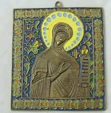 ICONA RUSSA IN BRONZO E SMALTO 11,5X14 CM