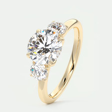 Anello tondo con diamanti semimontato in oro giallo 18 kt massiccio 0,50 cara...