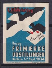 u2410/ Danimarca poster etichetta timbro # piccione colomba uccellino