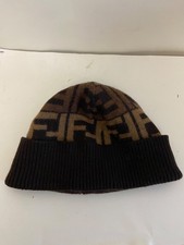 Cappello berretto lana monogramma marrone Fendi usato delicatamente
